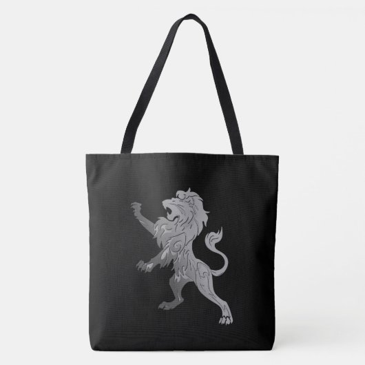 黒地に銀の王獅子 トートバッグ (正面)