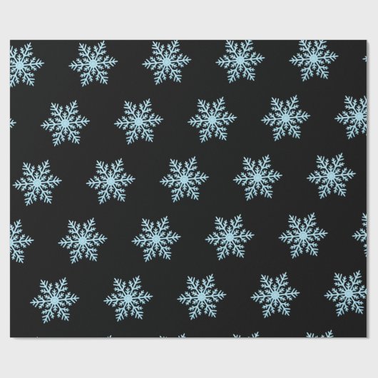 黒地に雪の結晶の包装紙 ラッピングペーパー (フラット)
