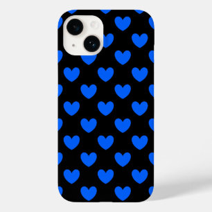 黒地に青い水玉ハート Case-Mate iPhone 14ケース