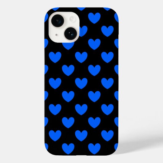 黒地に青い水玉ハート Case-Mate iPhoneケース (裏面)