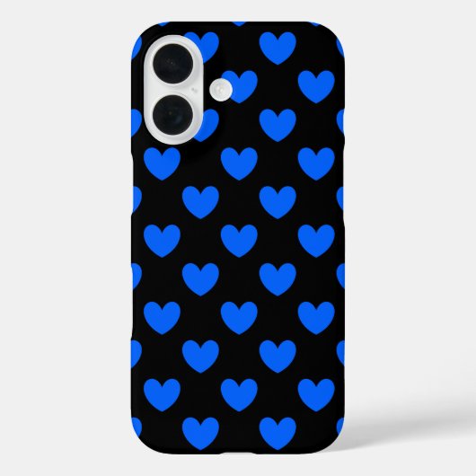 黒地に青い水玉ハート Case-Mate iPhoneケース (裏面)