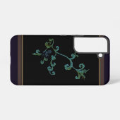 黒地に青い花 SAMSUNG GALAXYケース (裏面横)