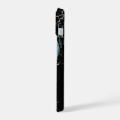 黒地に青い音符 iPhone 15ケース (左側面)
