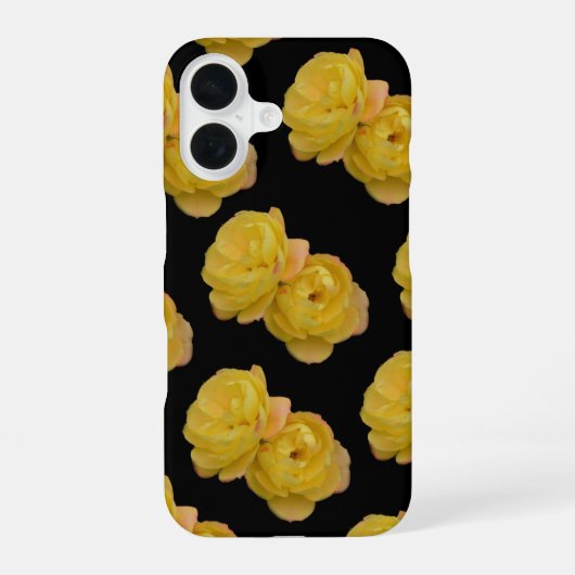 黒地に黄色いバラ, iPhone 16ケース (裏面)