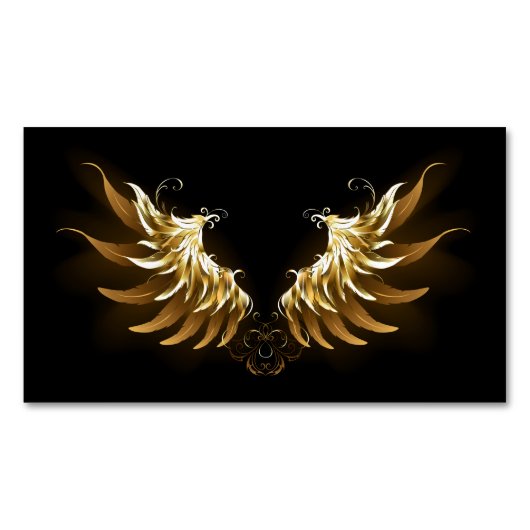 黒地に黄金の天使の翼 マグネット名刺 (正面)