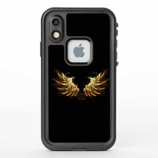 黒地に黄金の天使の翼 LifeProof iPhoneケース (裏面)