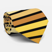 黒地に黄金色の黄色の縞模様の様々な濃淡 ネクタイ (ロール)