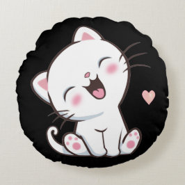黒地のかわいい子猫 ラウンドクッション