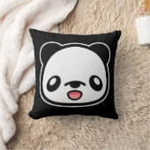 黒地のかわいい幸せパンダ クッション (ブランケット)
