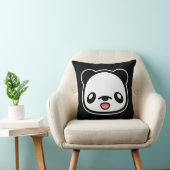 黒地のかわいい幸せパンダ クッション (椅子)