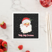 黒地のクリスマスサンタクロース スタンダードカクテルナプキン (インサイチュ)
