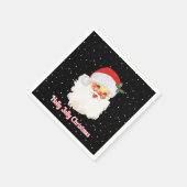 黒地のクリスマスサンタクロース スタンダードカクテルナプキン (角)
