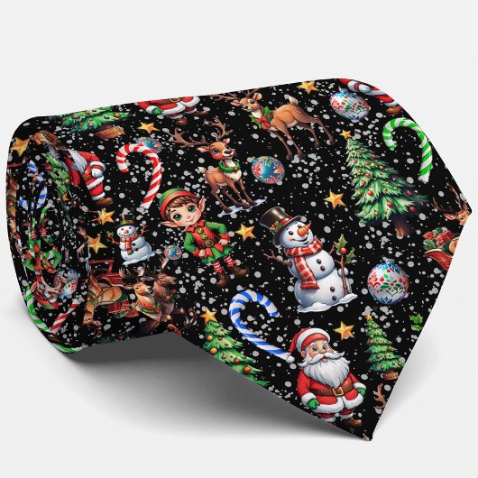 黒地のクリスマス模様 ネクタイ