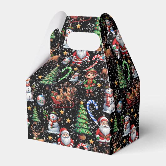 黒地のクリスマス模様 フェイバーボックス (正面サイド)