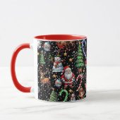 黒地のクリスマス模様 マグカップ (左)