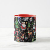 黒地のクリスマス模様 マグカップ (中央)