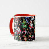 黒地のクリスマス模様 マグカップ (正面左)