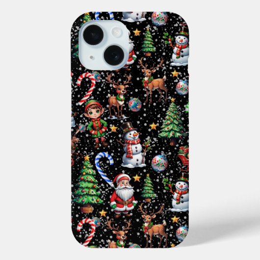 黒地のクリスマス模様 Case-Mate iPhoneケース (裏面)