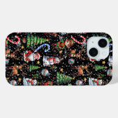 黒地のクリスマス模様 Case-Mate iPhoneケース (裏面 (横))