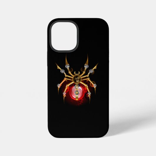 黒地のスチームパンクスパイダー iPhoneケース (裏面)
