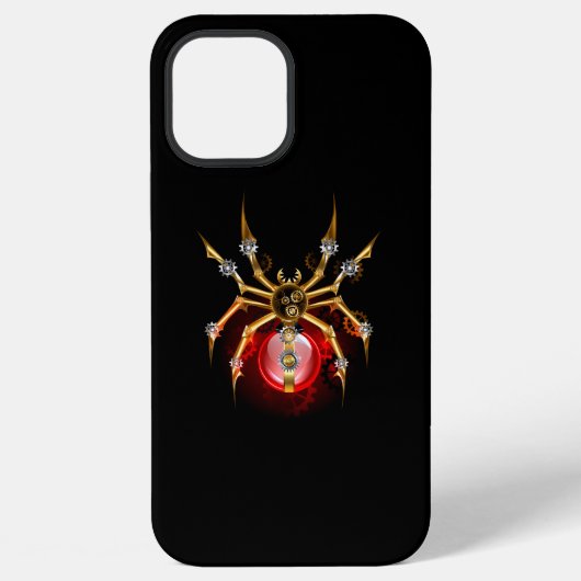 黒地のスチームパンクスパイダー iPhoneケース (裏面)