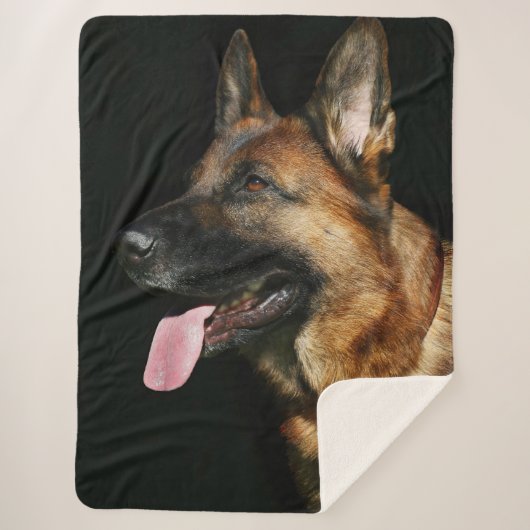 黒地のドイツ人の羊飼い シェルパブランケット (正面)