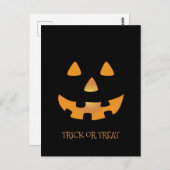 黒地のハロウィンカボチャ顔 ポストカード (正面/裏面)