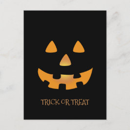 黒地のハロウィンカボチャ顔 ポストカード