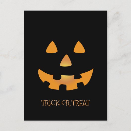 黒地のハロウィンカボチャ顔 ポストカード (正面)