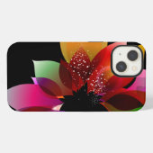 黒地の抽象的な花 iPhoneケース (裏面横)