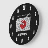 黒地の日本国旗 – 斬新なミニマリスト ラージ壁時計 (傾斜)