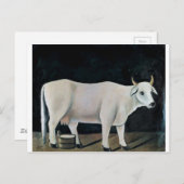 黒地の白牛二子ピロスマニ ポストカード (正面/裏面)