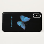 黒地の青い蝶々 Case-Mate iPhoneケース (裏面(横))