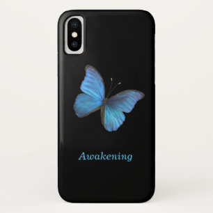 黒地の青い蝶々 iPhone X ケース