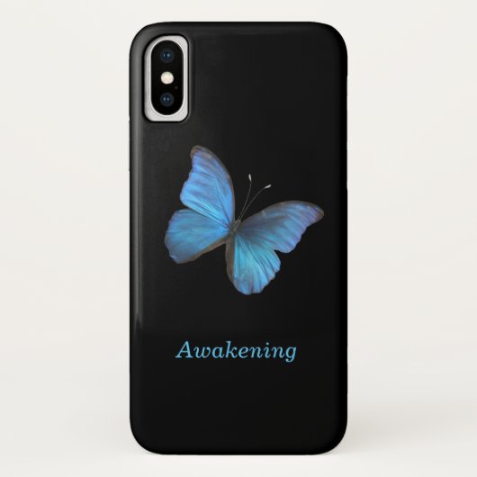 黒地の青い蝶々 Case-Mate iPhoneケース (裏面)