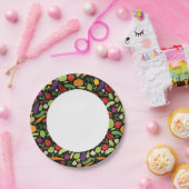 黒地の食べ物 ペーパープレート (パーティー)