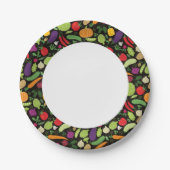 黒地の食べ物 ペーパープレート (正面)