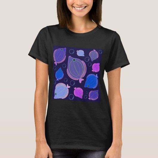 黒地の魚たち Tシャツ (正面)