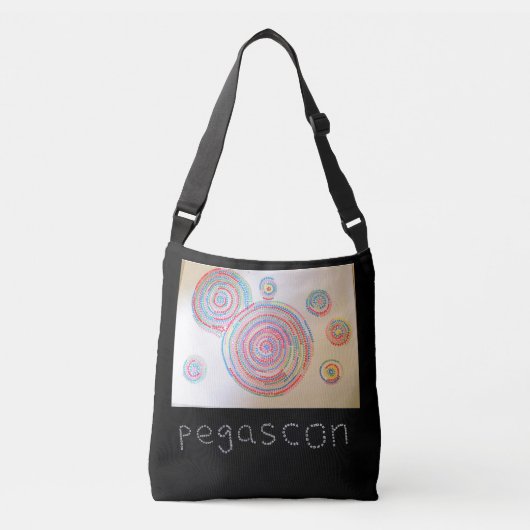 黒地も白地もある「縁結曼荼羅」のある クロスボディバッグ (正面)