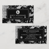 黒地スタイリッシュに銀箔フレーク 名刺 (正面/裏面)