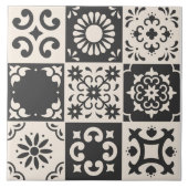 黒地中海のと白のタイルパターン タイル (正面)