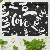 黒地文字デザインに白 キッチンタオル (折り畳み)