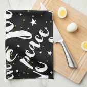 黒地文字デザインに白 キッチンタオル (四つ折り)