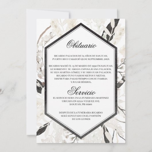 黒坊主の死亡届スペインの出状 サンキューカード (裏面)