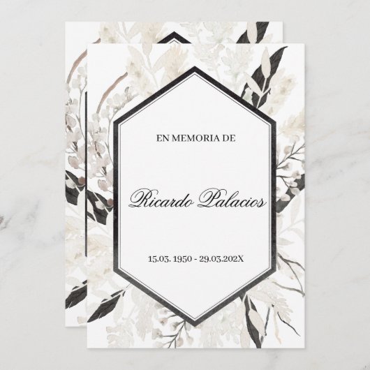 黒坊主の死亡届スペインの出状 サンキューカード (正面/裏面)