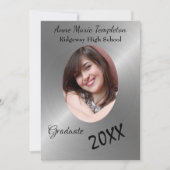 黒塗り銀写真卒業パーティー招待状 招待状 (正面)