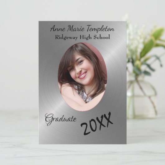 黒塗り銀写真卒業パーティー招待状 招待状 (スタンド正面)