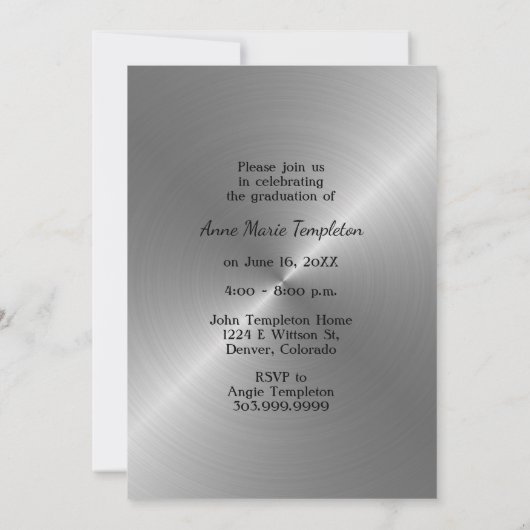 黒塗り銀写真卒業パーティー招待状 招待状 (裏面)