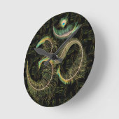 黒壁時計のピーコック羽 ラウンド壁時計 (傾斜)