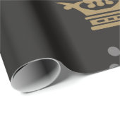 黒壁紙の金の冠、継ぎ目のない模様 ラッピングペーパー (ロールコーナー)